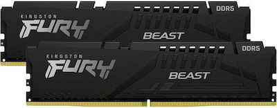 Kingston Fury Beast 64GB DDR5 RAM με 2 Modules (2x32GB) και Ταχύτητα 6000 για Desktop