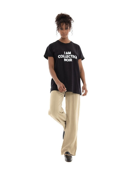 Damen Hoch tailliert Stoff Hose mit Gummizug in Weiter Linie Beige