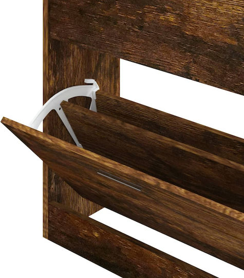 Wooden Shoe Organizer with 2 Shelves Oak 63x24x81cm