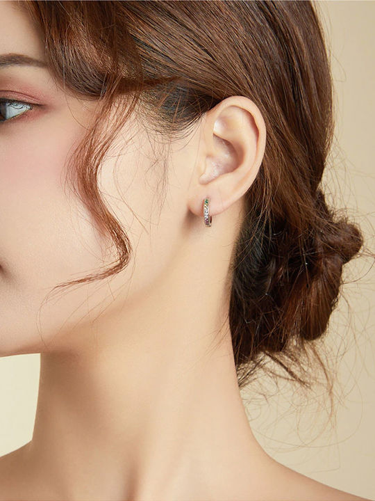 Bamoer Earrings Hoops made of Silver with Stones Bamoer Earrings Hoops made of Silver with Stones