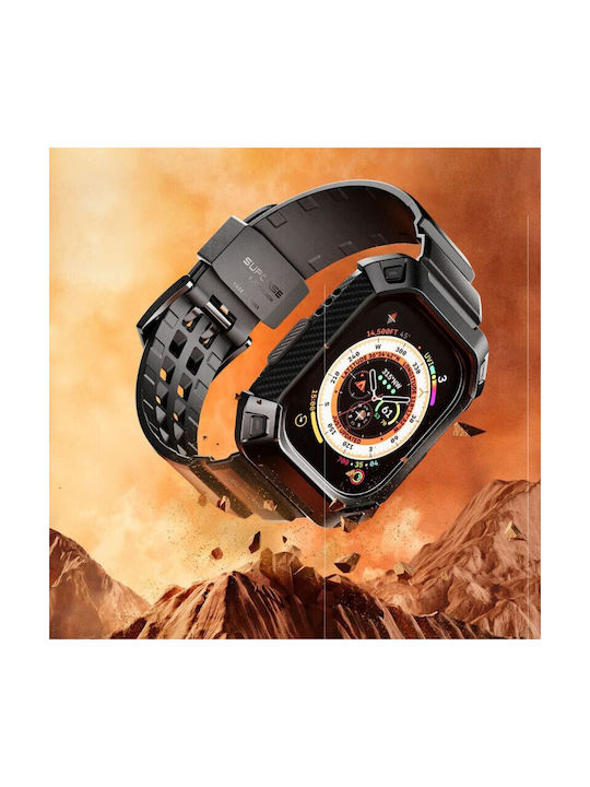 Supcase Unicorn Beetle Pro & Tempered Glass Μεταλλική Θήκη σε Μαύρο χρώμα για το Apple Watch Ultra 49mm