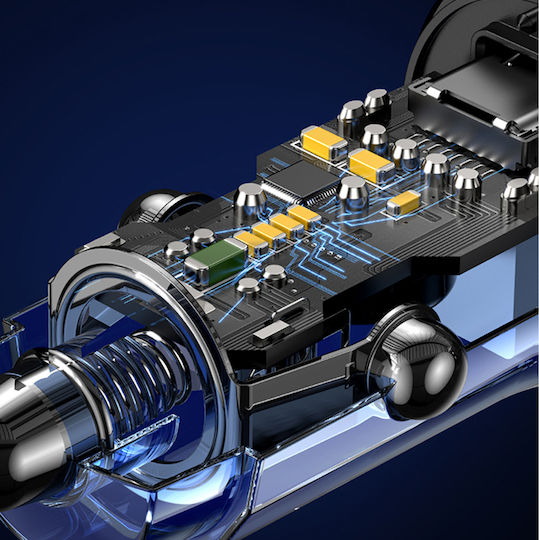 Usams C32 CC164 Auto-Ladegerät 30W mit Anschlüssen: 1xUSB 1xType-C Schwarz Farbe