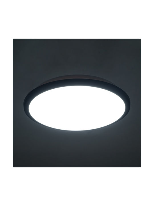GloboStar Tuffin Bathroom Ceiling Mount Light 30cm Black With Integrated LED