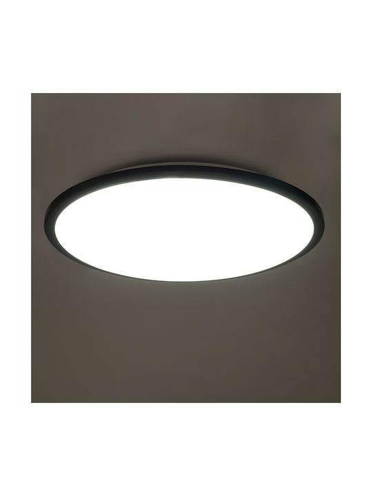 GloboStar Tuffin Plafonieră De Tavan Pentru Baie 48 Cm Neagră Cu LED Integrat