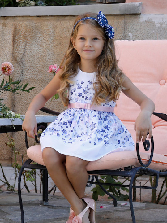 Energiers Kids Dress Floral Sleeveless White