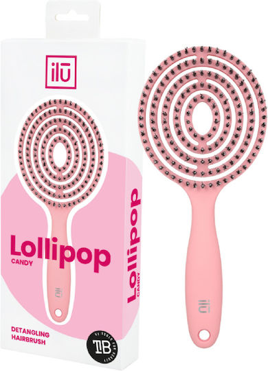 Ilu Round Detangling Vent Brush Βούρτσα Μαλλιών Ροζ