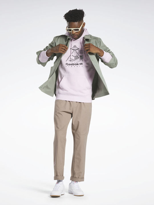 Classics Skateboard Men's Sweatshirt with Hood and Pockets Pixel Pink