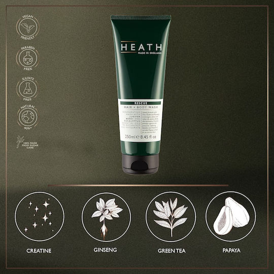 Heath Rescue Gel De Duș Pentru Bărbați Cu Cărbune Și Miros De Eucalipt 250ml