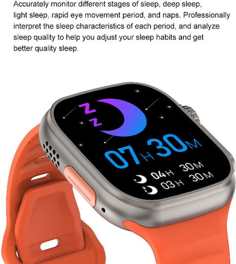 DT NO.1 DT8 Ultra Aluminium 43mm Smartwatch με Παλμογράφο (Πορτοκαλί)