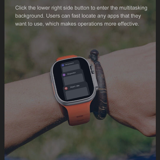 DT NO.1 DT8 Ultra Aluminium 43mm Smartwatch με Παλμογράφο (Πορτοκαλί)