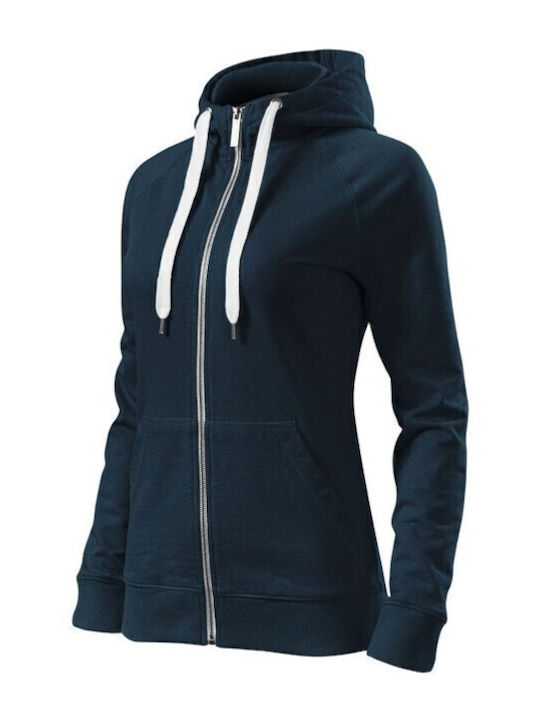 Damen Sweatshirtjacke Kapuzen Marineblau