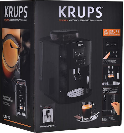 Krups Αυτόματη Μηχανή Espresso 1450W Πίεσης 15bar για Cappuccino με Μύλο Άλεσης Λευκή EA8161