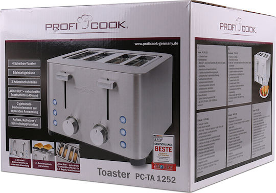 Profi Cook PC-TA 1252 Φρυγανιέρα 4 Θέσεων 1500W Inox