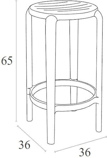 Hocker für Bar Für den Außenbereich aus Polypropylen Tom Marsala 1Stück 36x36x65cm