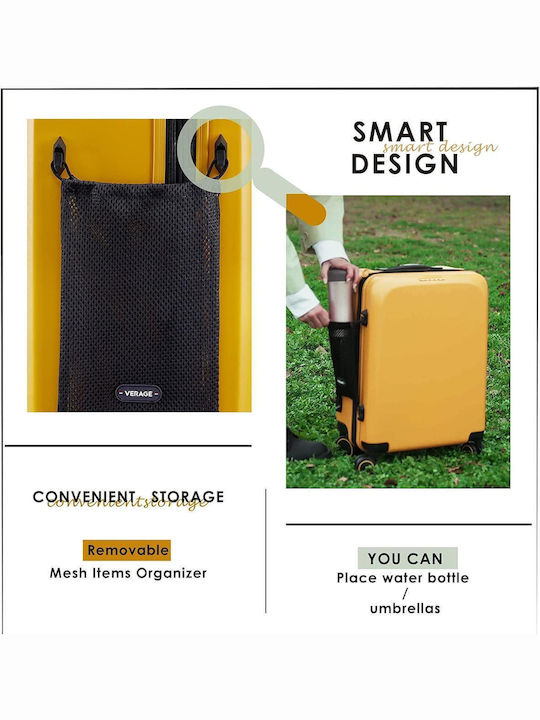 Verage Freeland Medium Travel Suitcase Hard Yellow with 4 Wheels Height 69cm