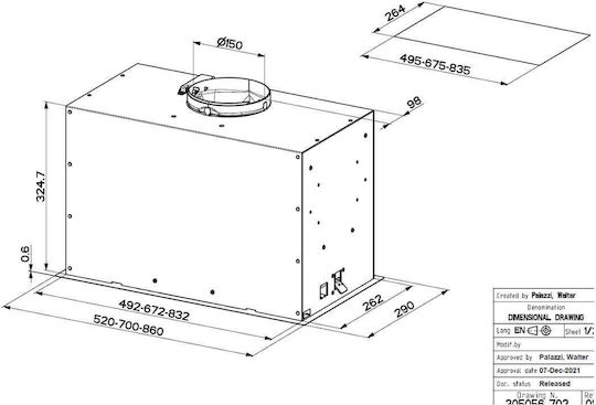 Faber Inca Lux 3.0 Evo X A52 Ventilation Mechanism 52cm Stainless Steel