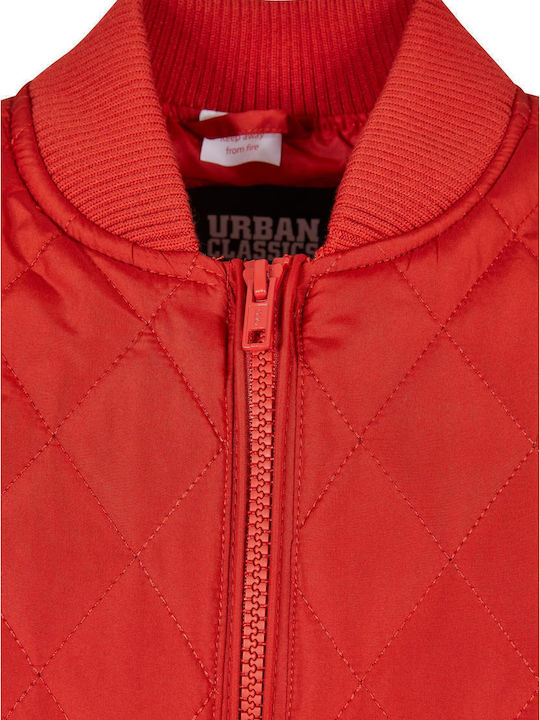 Diamond Quilt Nylon Kinderjacken & Winterjacken Kurze Rote
