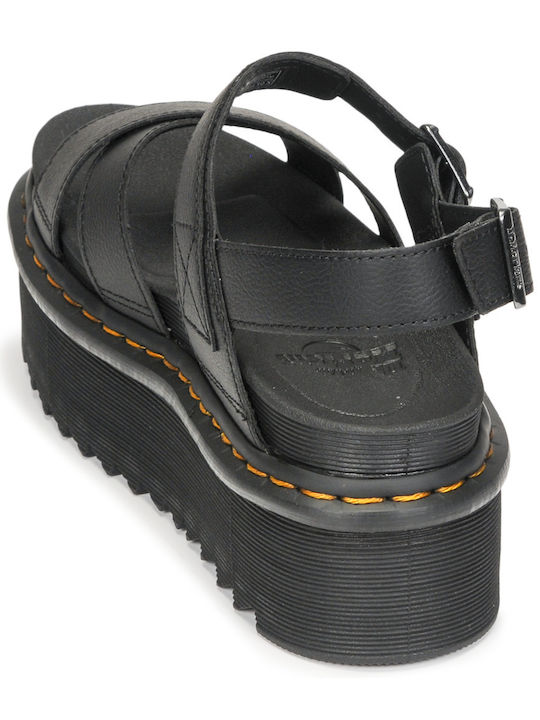 Voss II Women's Flat Sandals with Strap Flatforms in Black Color