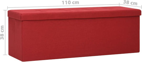 Taburet Cu Spațiu De Depozitare Tapițat Cu Țesătură Burgundă 110x38x38cm