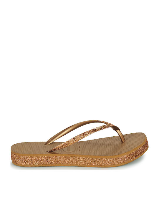 Havaianas Slim Flatform Flip Flops Χρυσά