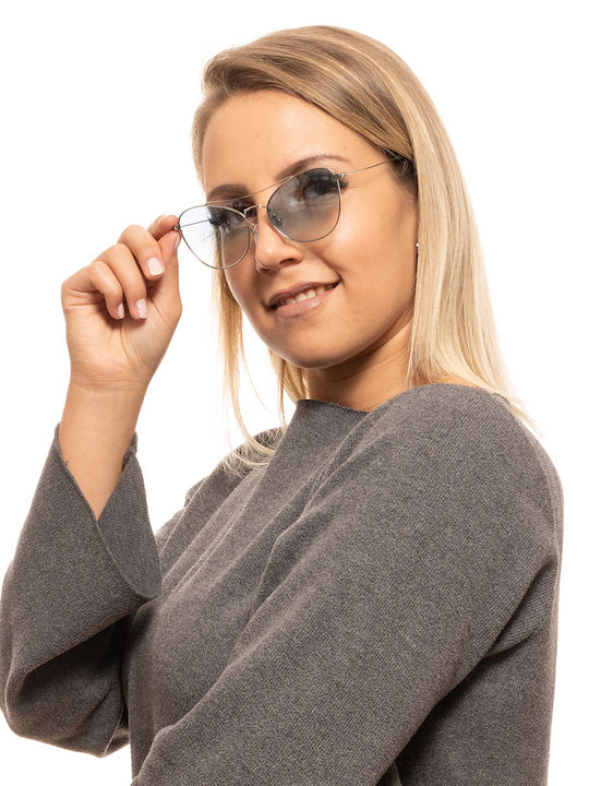Sting Women's Sunglasses with Silver Metal Frame and Light Blue Gradient Lens SST218 579X