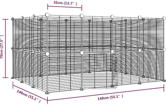 vidaXL Cușcă Pentru Rozătoare 140x140x70cm Cu 28 Panouri Și Ușă Neagră