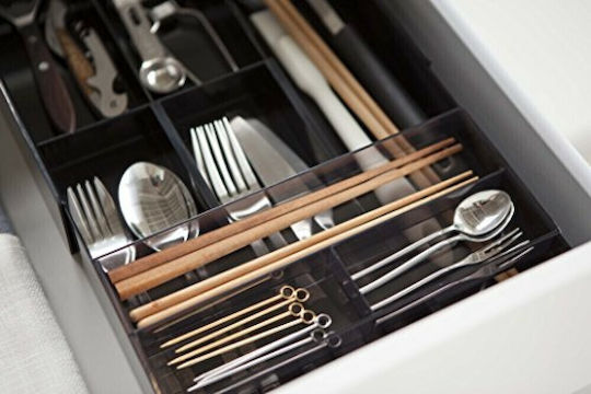 Yamazaki Tăvi Pentru Tacâmuri De Sertar Rabătabilă Din Plastic 25x24.6x5.7cm Neagră