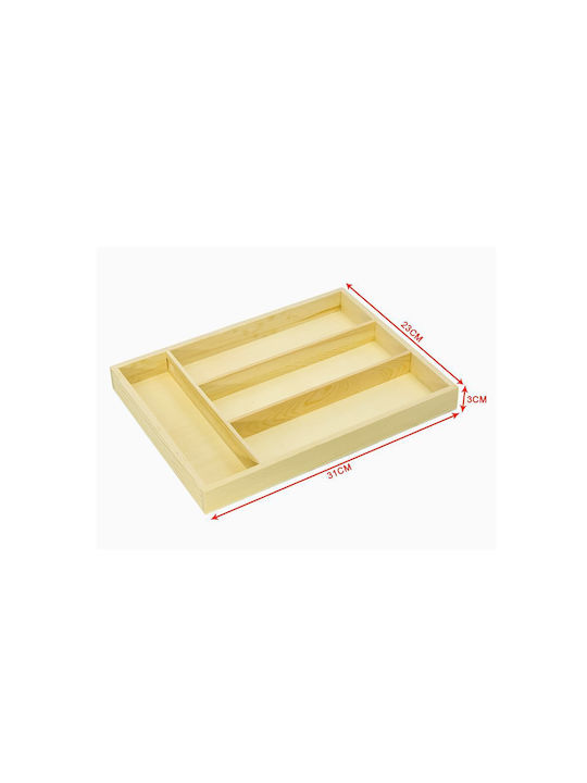 Tpster Besteckeinsatz für Schubladen Hölzernes 33x25x3cm Beiges