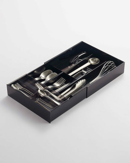 Yamazaki Tăvi Pentru Tacâmuri De Sertar Rabătabilă Din Plastic 25x24.6x5.7cm Neagră