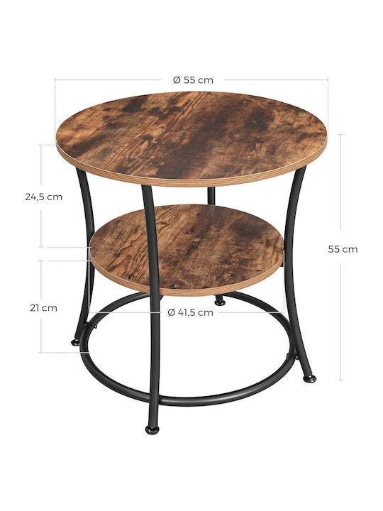 Round Side Table Wooden Brown L55xW55xH55cm.