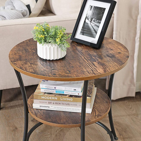 Round Side Table Wooden Brown L55xW55xH55cm.