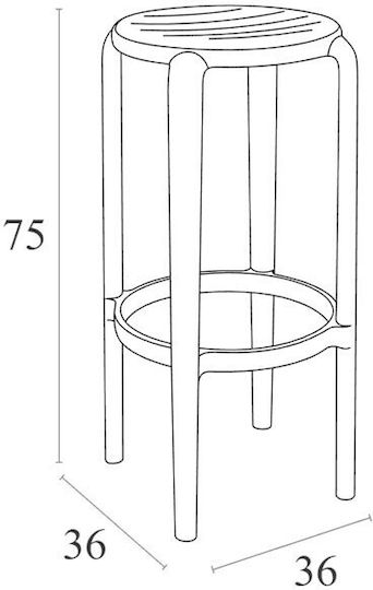 Σκαμπό Μπαρ από Πολυπροπυλένιο Tom 75 36x36x75cm Σκαμπό Μπαρ από Πολυπροπυλένιο Tom 75 36x36x75cm