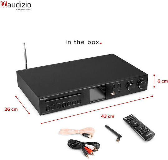 Audizio Brescia Επιτραπέζιο Ραδιόφωνο Ρεύματος DAB+ με Bluetooth και USB Μαύρο