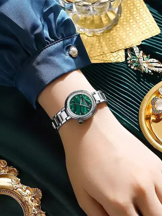 Curren Women's Watch with Silver Leather Strap