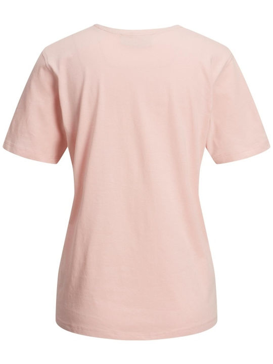 Jack & Jones Γυναικείο T-shirt Silver Pink με Στάμπα