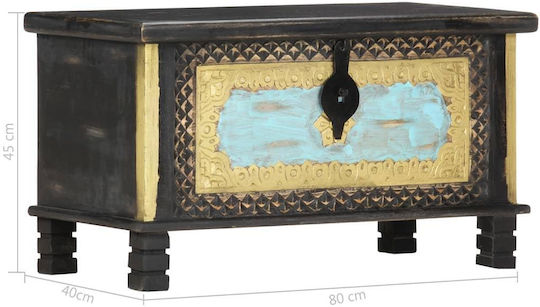 vidaXL Wooden Decorative Trunk Black 80x40x45cm