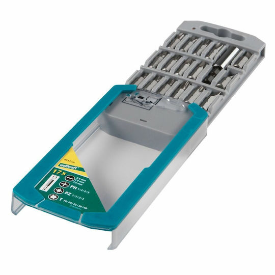 Wolfcraft Set 17 Biți Șurubelniță Torx / Drept / Steaua / Cruce