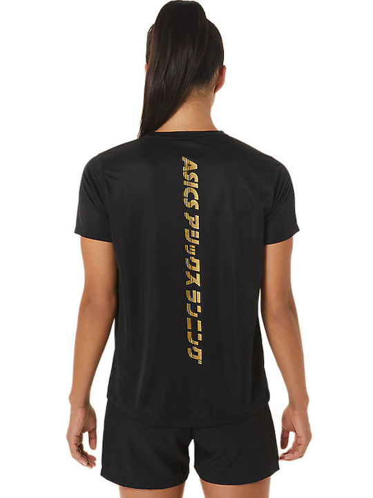 ASICS Katakana Damen Sport T-Shirt Schnell trocknend Schwarz