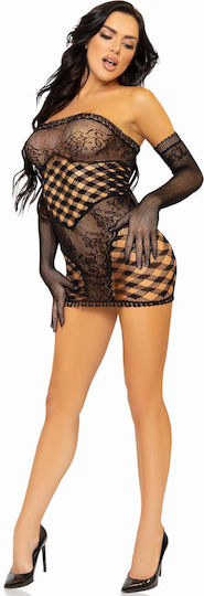 Leg Avenue Tube Dress & Gloves Black D-232875