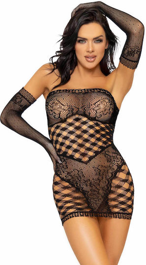 Leg Avenue Tube Dress & Gloves Black D-232875