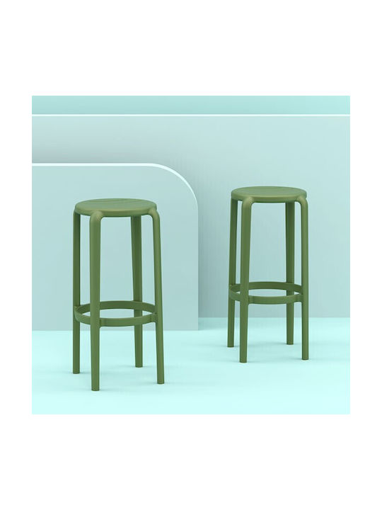 Stool for Bar Outdoor Tom Olive Green 36x36x75cm