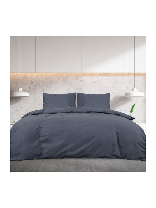 vidaXL Set Husă de Pilotă King Size cu 2 Fețe de Pernă 260x240 Gri