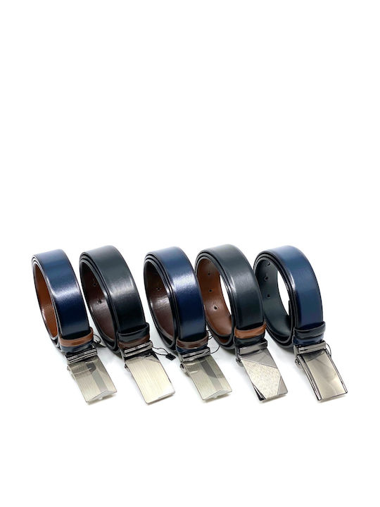 LGD-2021 Men's Belt Leather Double Sided Black / Brown 2021-A ΜΑΥΡΟ ΚΑΦΕ