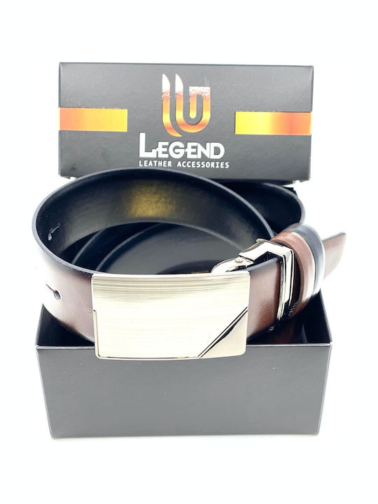 LGD-2021 Men's Belt Leather Double Sided Black / Brown 2021-A ΜΑΥΡΟ ΚΑΦΕ