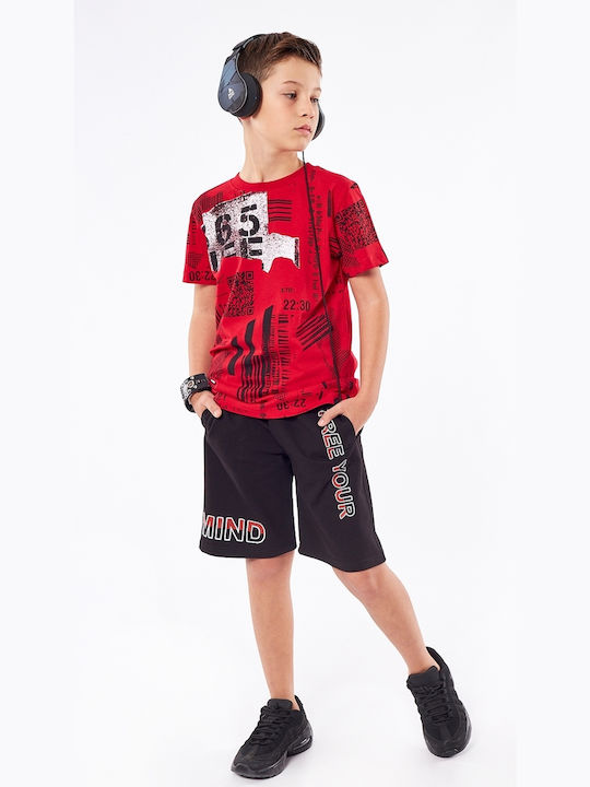 Hashtag Kids Set with Shorts Summer 2pcs Red Big Think