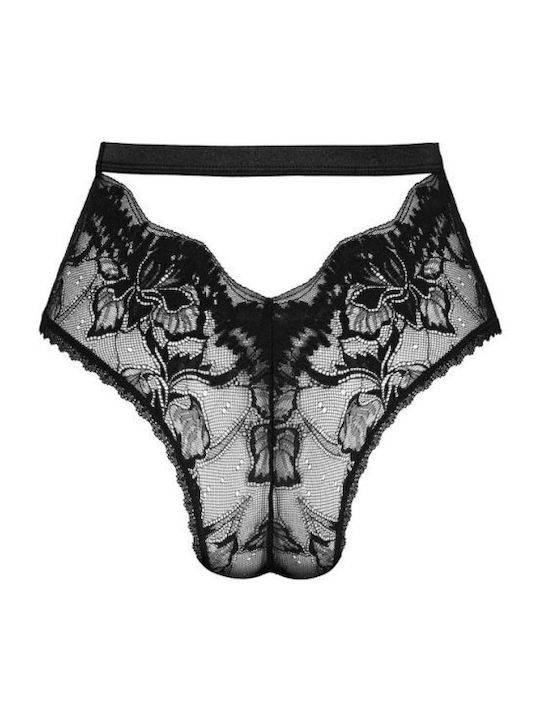 Olvidia Hochtailliert Damen Slip mit Spitze Schwarz
