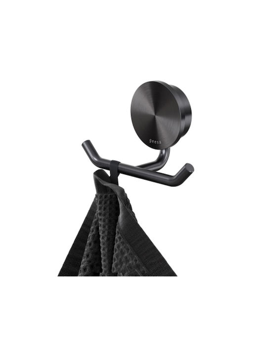 Geesa Double Wall-Mounted Bathroom Hook ​4.6x4.6cm Black Brushed Pvd