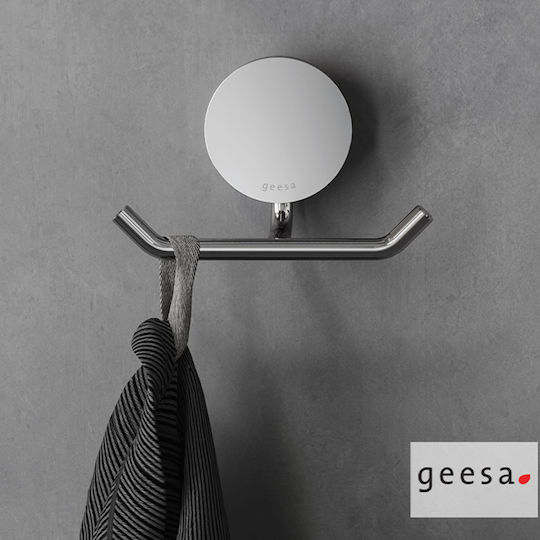 Geesa Άγκιστρο Μπάνιου Διπλό με Βίδες ​4.6x4.6cm Black Brushed Pvd