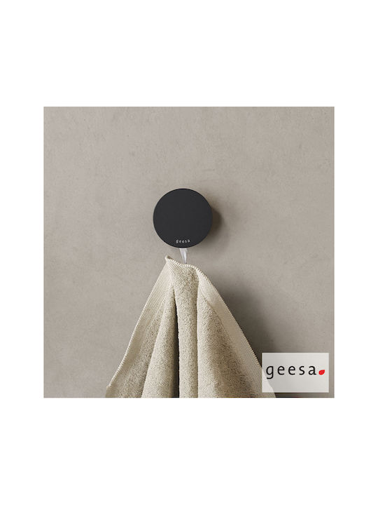 Geesa Opal Single Wall-Mounted Bathroom Hook ​9x9cm Black Brushed