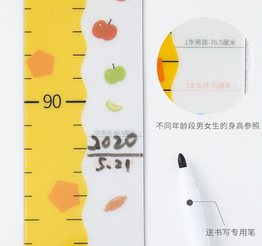 Wooden Kids Growth Height Chart with Design Animals Dolphin Light Blue